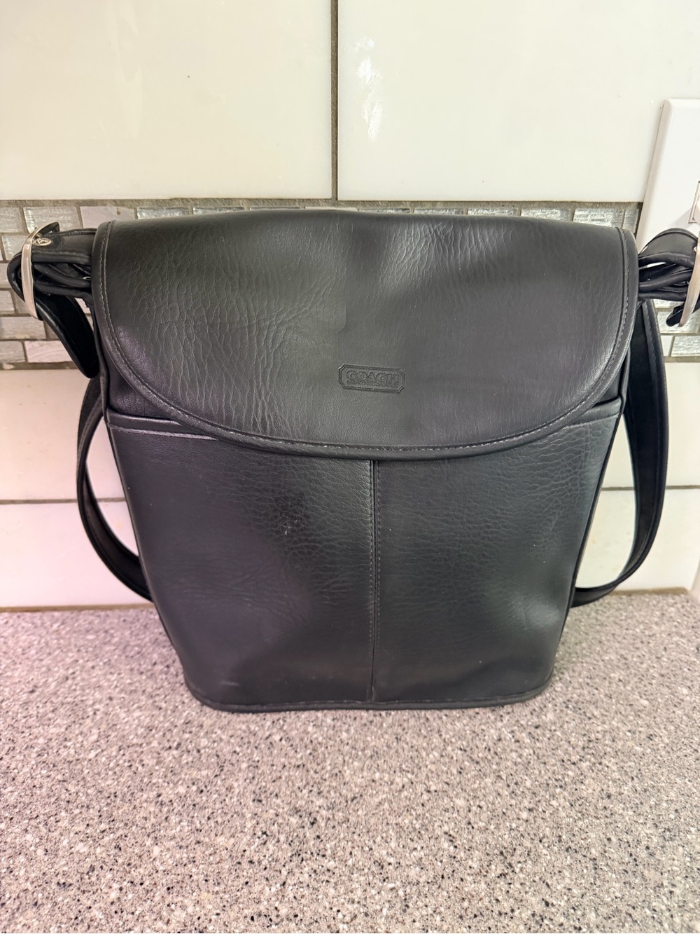 Vintage 60’s-70’s Coach Black Leather Shoulder Crossbody Bag